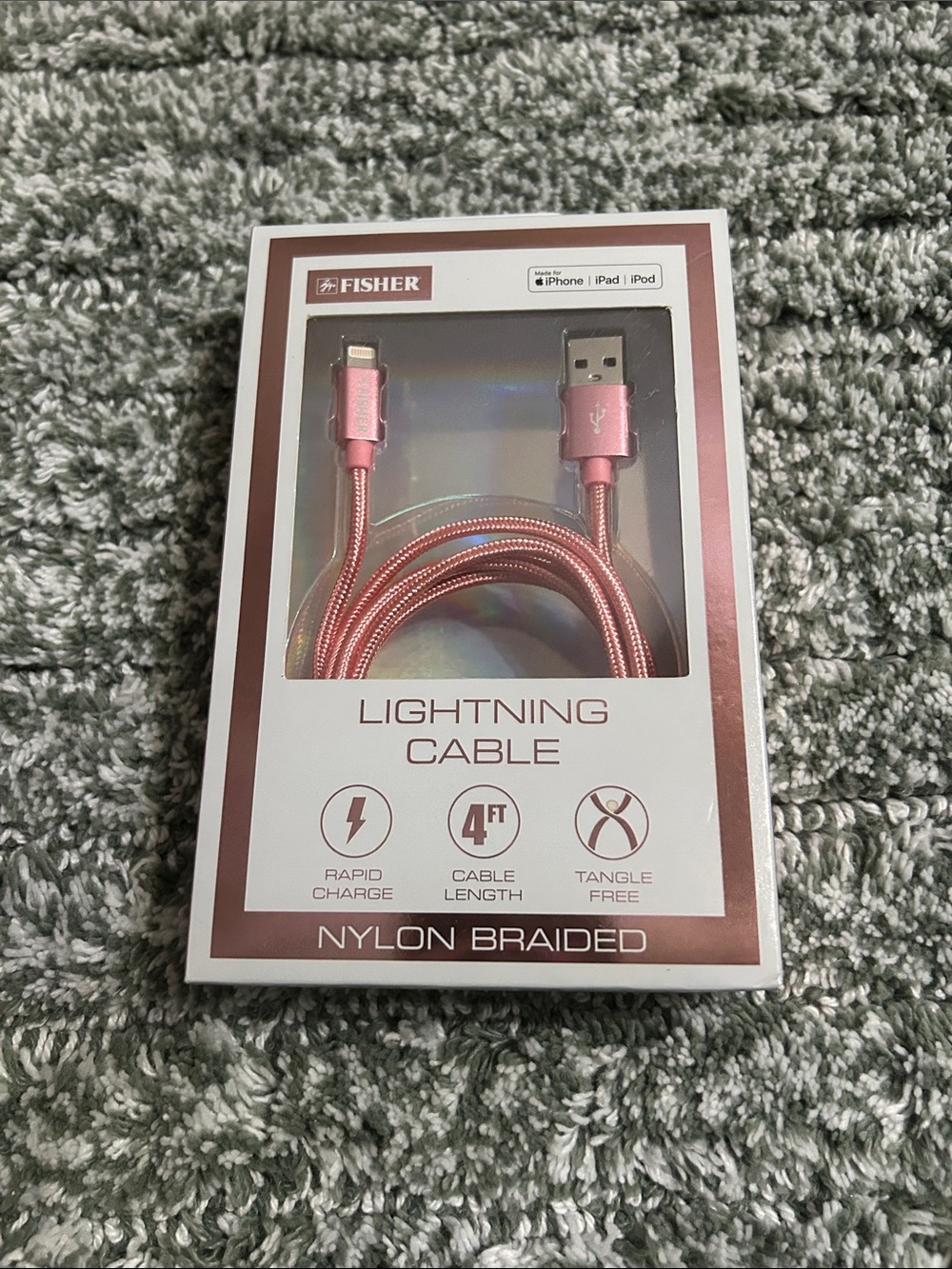 Rose Gold Nylon Braided Lightning Cable (4 ft)